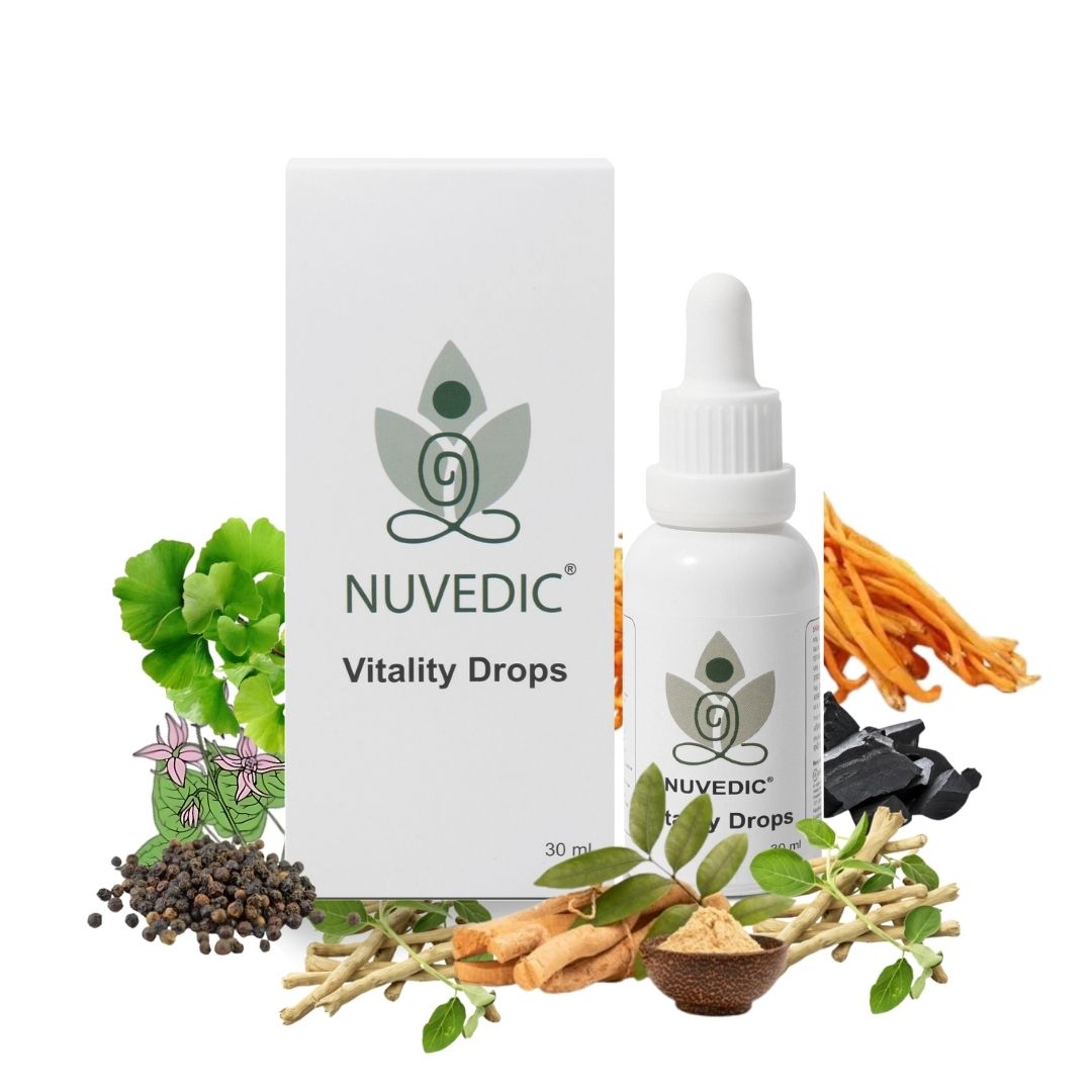 Nuvedic Vitality Drops - Energy &amp; Endurance Booster | Adaptogenic Herbs &amp; Ayurvedic Support