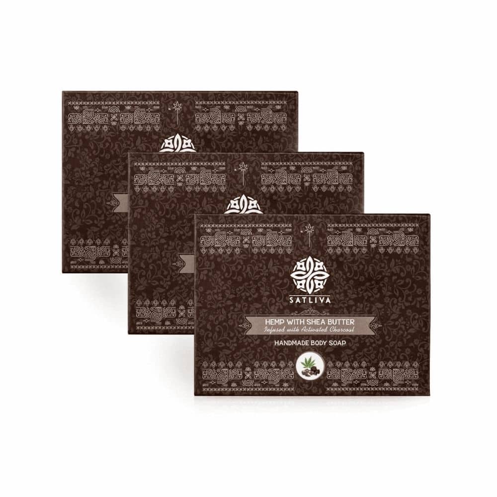 Satliva Hemp with Shea Butter and Activated Charcoal Body Soap Bar – Reduces Acne, Blackheads & Removes Dead Cells