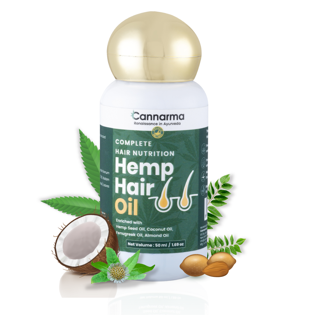 Cannarma Hemp Hair Oil With Coconut &amp; Almond | Omega 3 &amp; 6, Vitamin E | For Nourishes, Moisturizes &amp; Hydrates Hair - 50ml