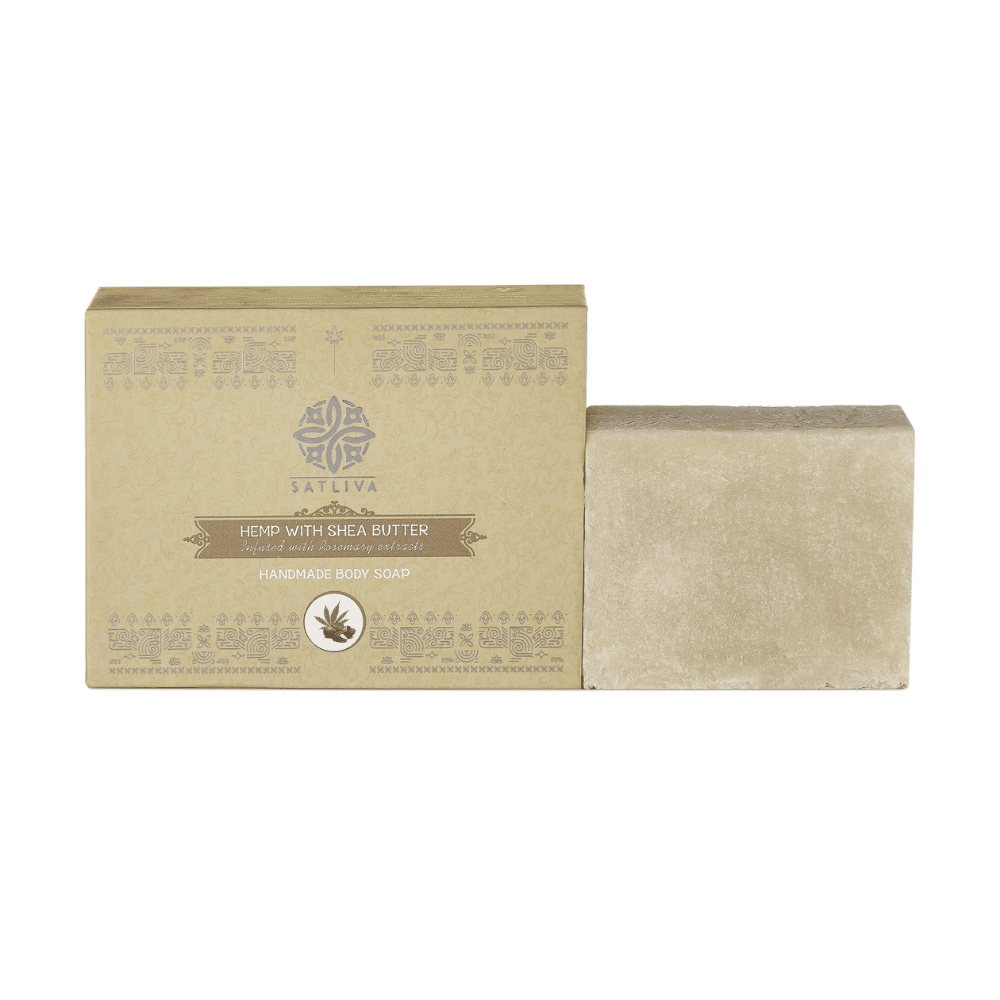 Satliva Hemp with Shea Butter Body Soap Bar - Tones Skin, Controls Dryness & Clears Clogged Pores