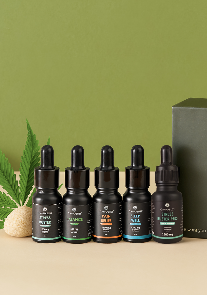 CannaBliss STRESS BUSTER PRO 1600 MG (with 16% Cannabis Leaf Extract + Tulsi and Jatamansi) - 10 ML