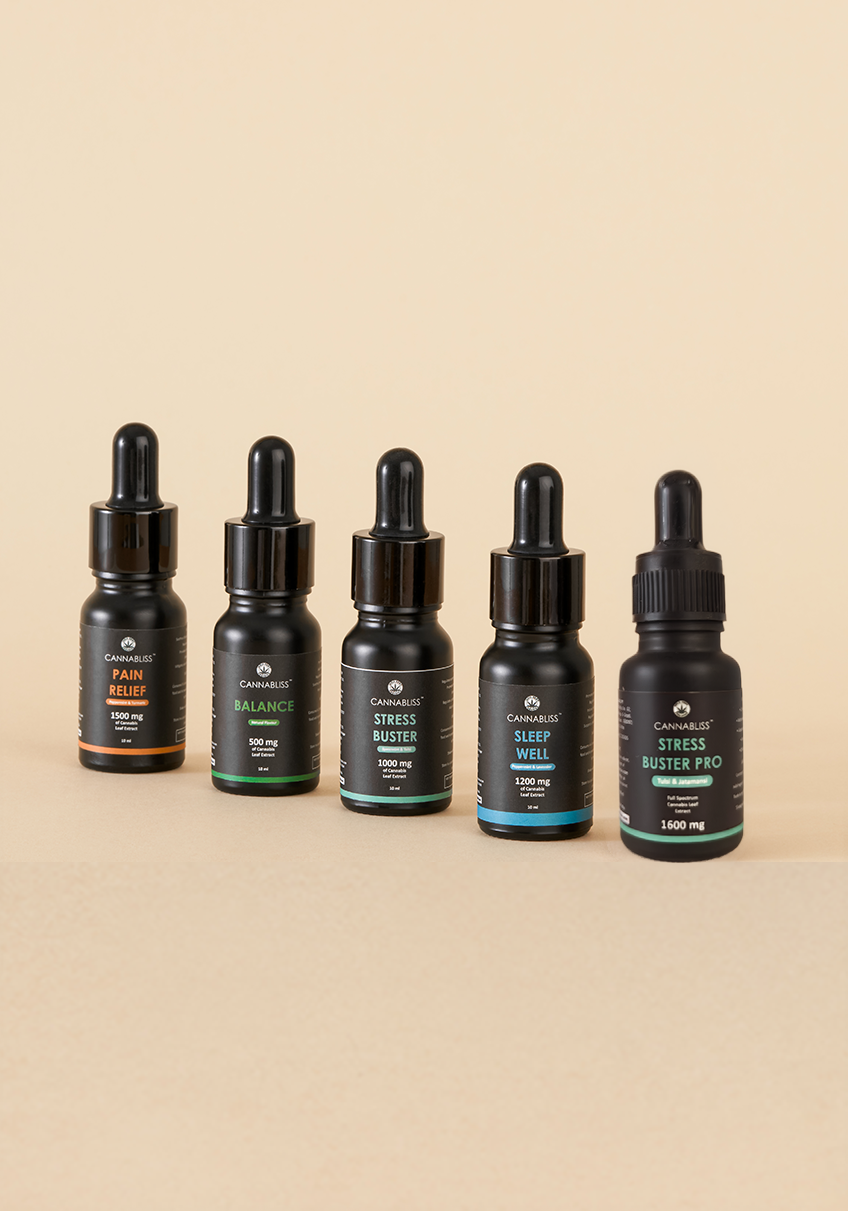 CannaBliss STRESS BUSTER PRO 1600 MG (with 16% Cannabis Leaf Extract + Tulsi and Jatamansi) - 10 ML