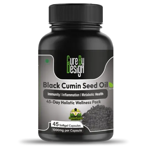 Cure By Design Black Cumin Seed Oil – Support Immunity, Digestion &amp; Healthy Skin Naturally – 45 Softgels, 1000mg
