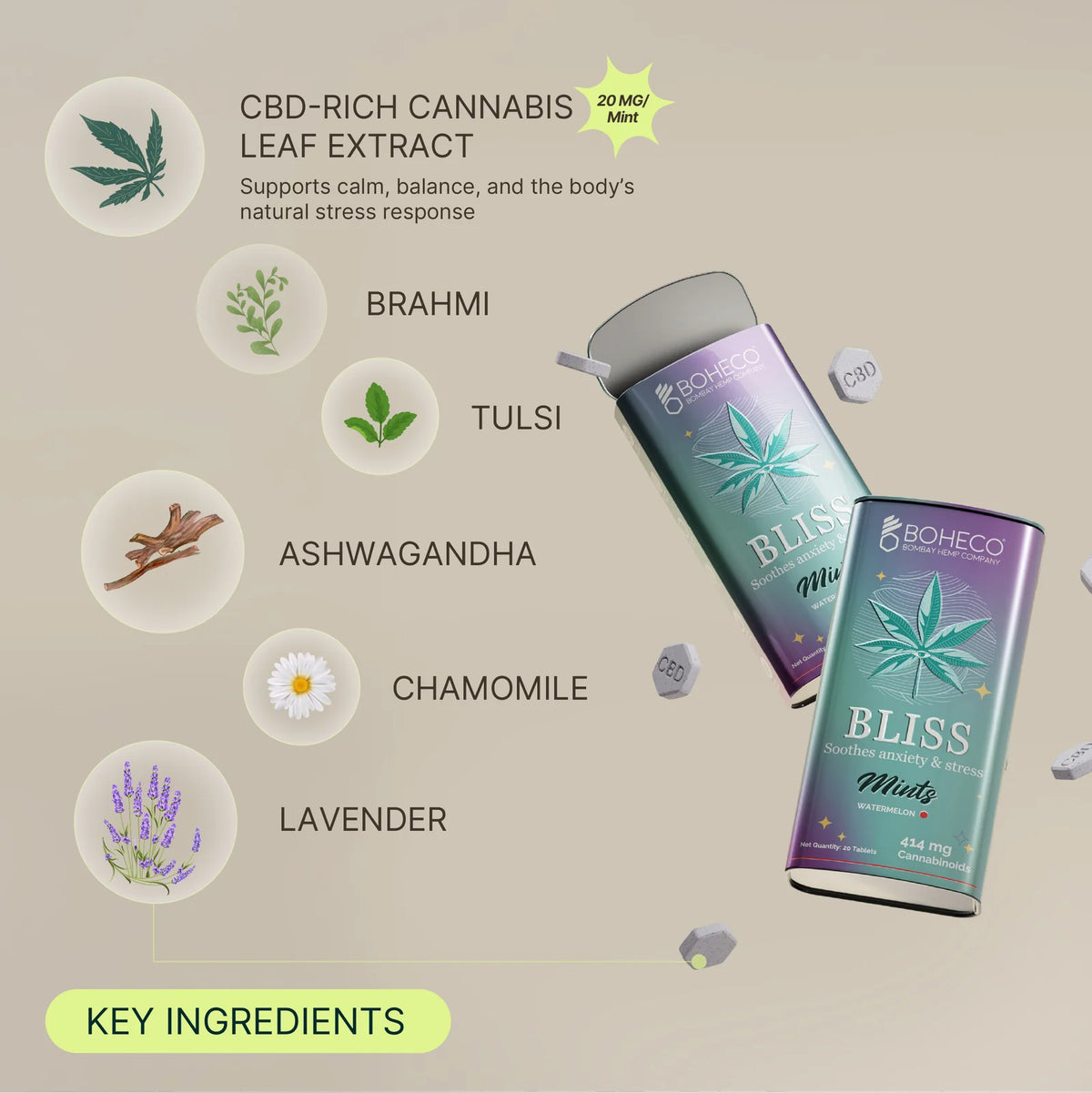 Boheco BLISS Mints Anxiety Relief & Focus Mints