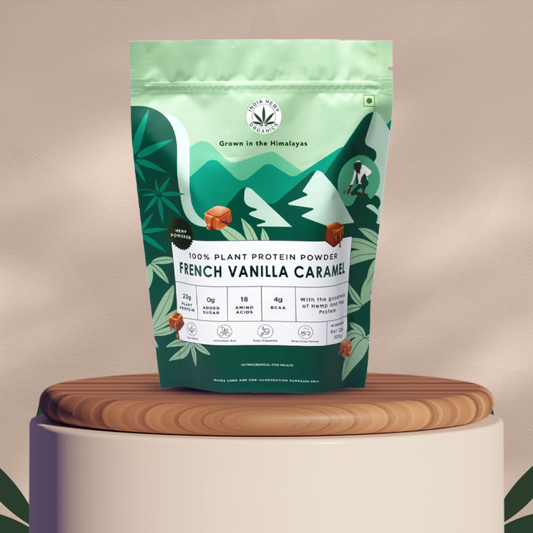 India Hemp Organics Hemp Protein - French Vanilla Caramel - 500gm