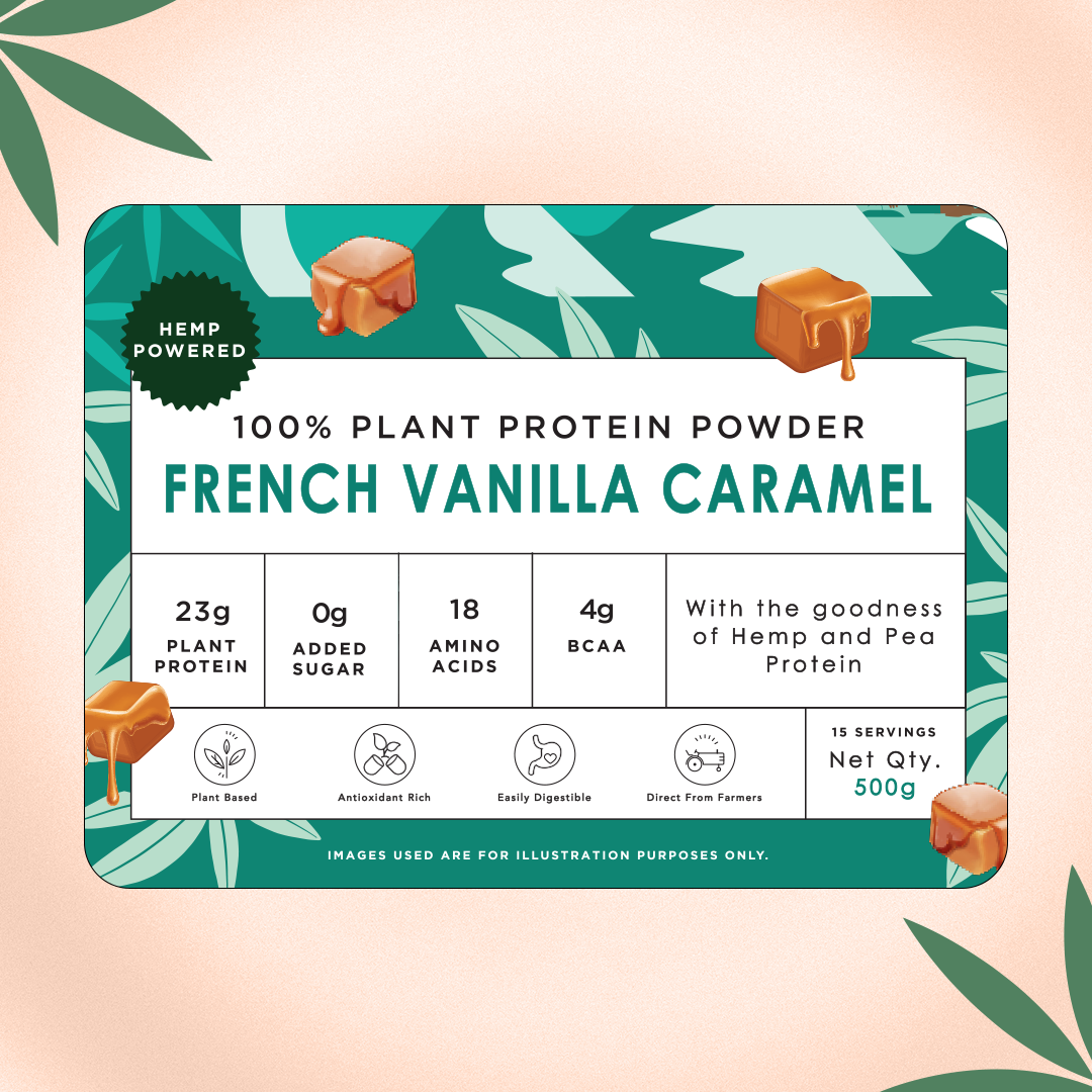 India Hemp Organics Hemp Protein - French Vanilla Caramel - 500gm