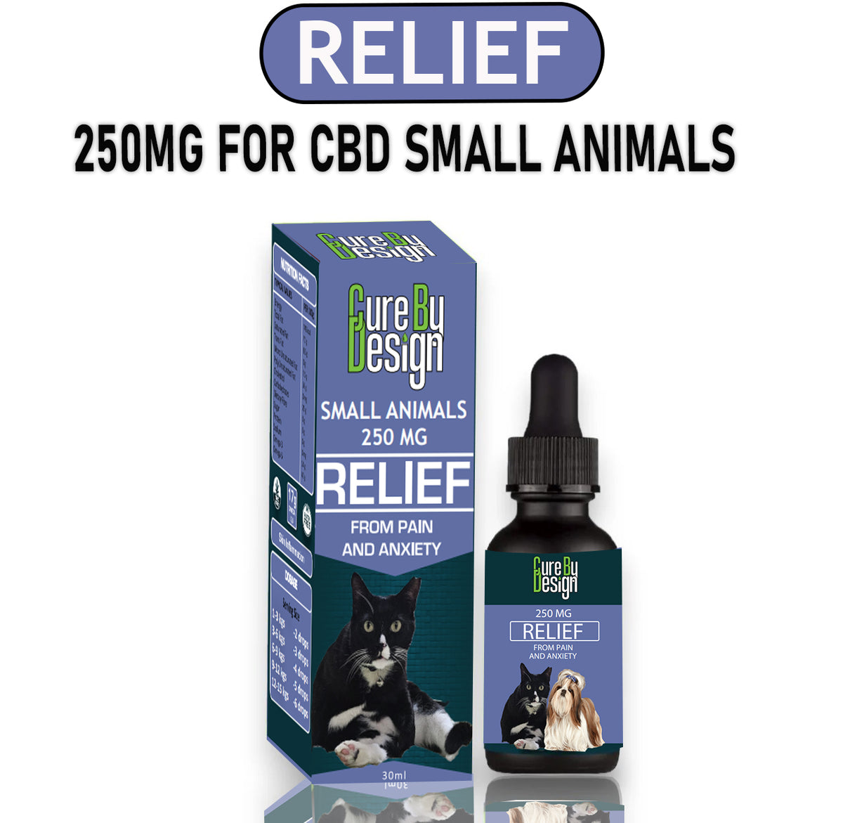 Cure By Design Relief 250mg CBD for Small Animals