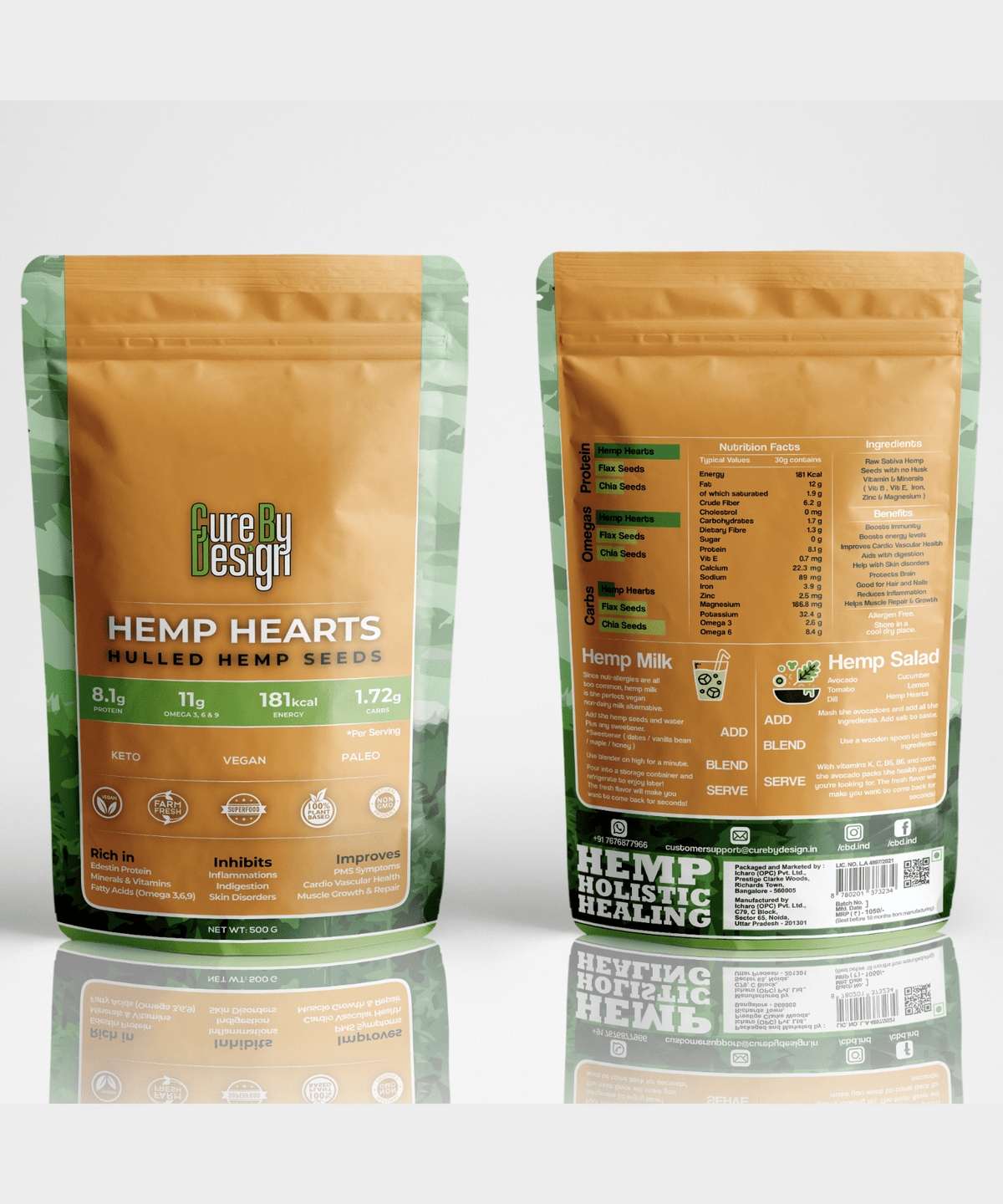 Cure By Design Hemp Hearts – Hulled Hemp Seeds