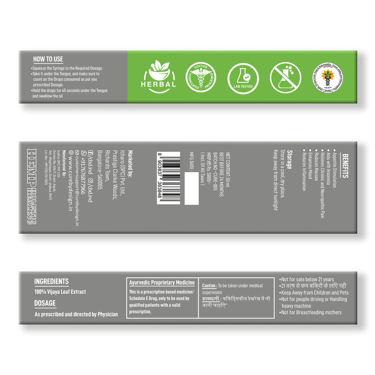 Cure By Design Pain  Full Spectrum Vijaya Extract (CBD:THC 1:4)