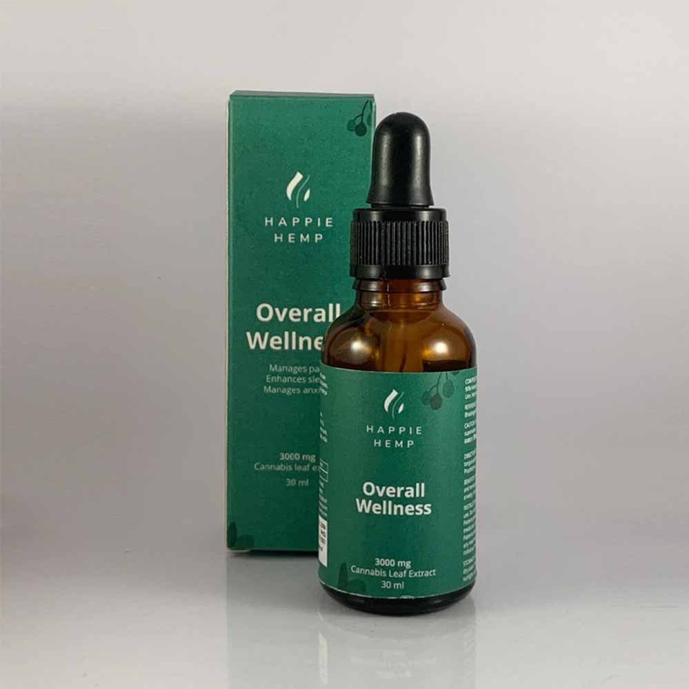Happie Hemp Overall Wellness Cannabis Leaf Extract 3000mg (30ml)