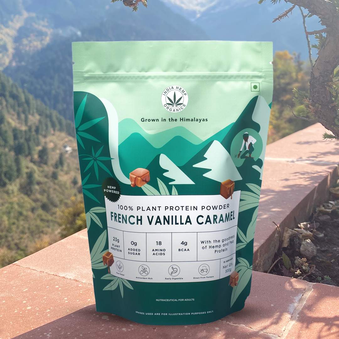 India Hemp Organics Hemp Protein - French Vanilla Caramel - 500gm