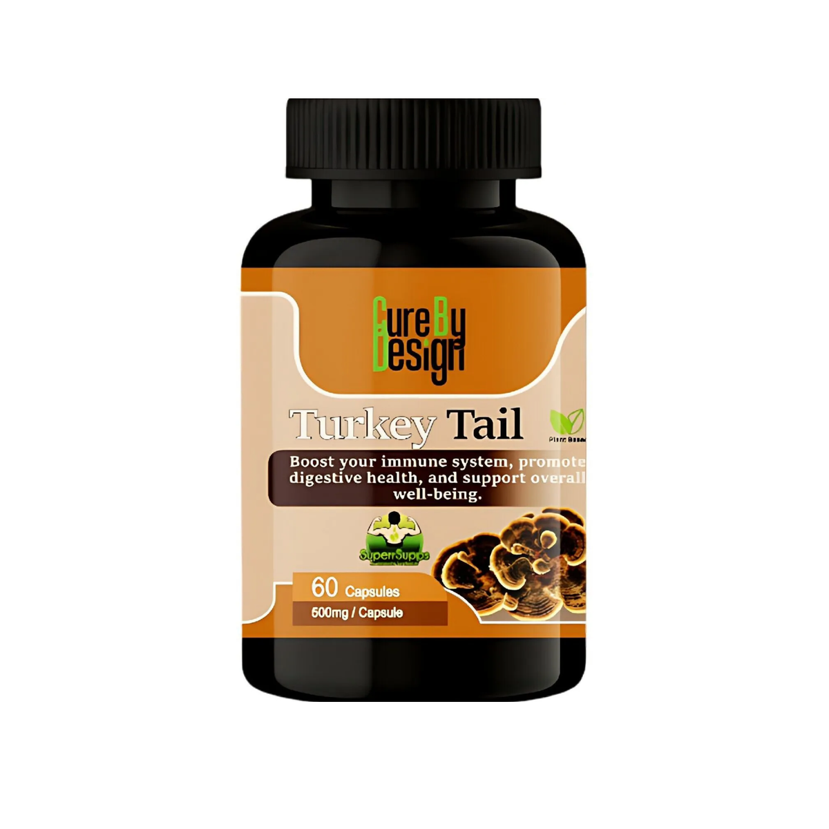 Cure By Design Turkey Tail – Strengthen Immunity, Boost Health, &amp; Fight Inflammation Naturally 30 Capsules