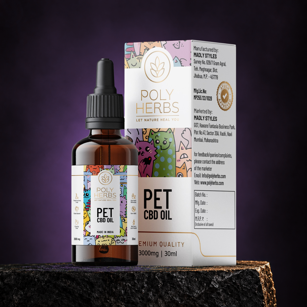 PolyHerbs CBD Oil for Pets 3000mg (THC Free)