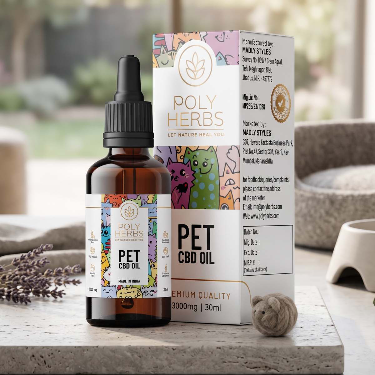 PolyHerbs CBD Oil for Pets 3000mg (THC Free)
