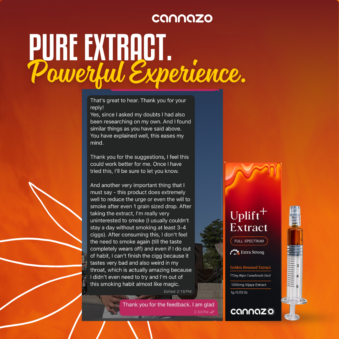 Cannazo India Uplift Plus: Strong Full-Spectrum Extract for Chronic Pain, De-Addiction and Insomnia 4ml