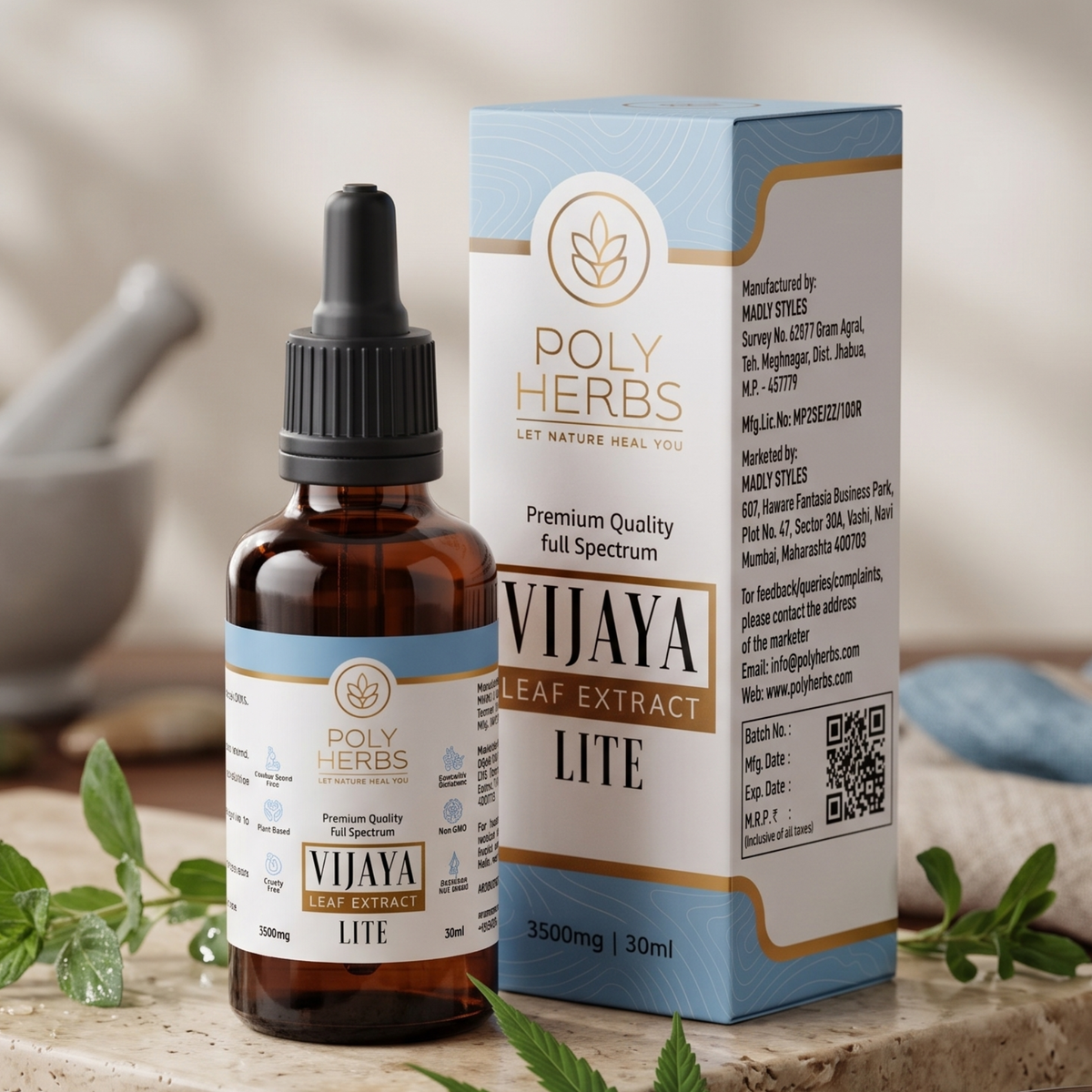 PolyHerbs LITE Premium CBD OIl 3500mg (THC Free)