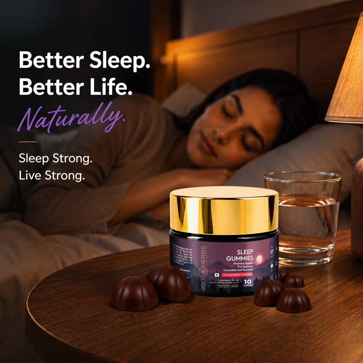 PolyHerbs SLEEP Strong CBD THC Gummies 225mg Per Gummy