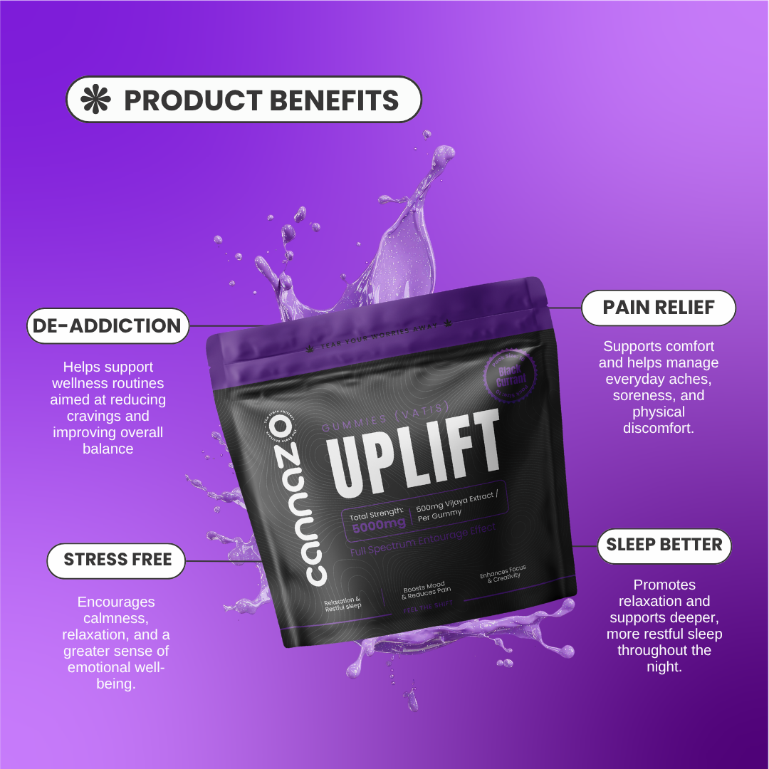 Cannazo India Uplift Gummies (Vatis) – 500mg Blackcurrant | Advanced Support for Chronic Pain & Comfort