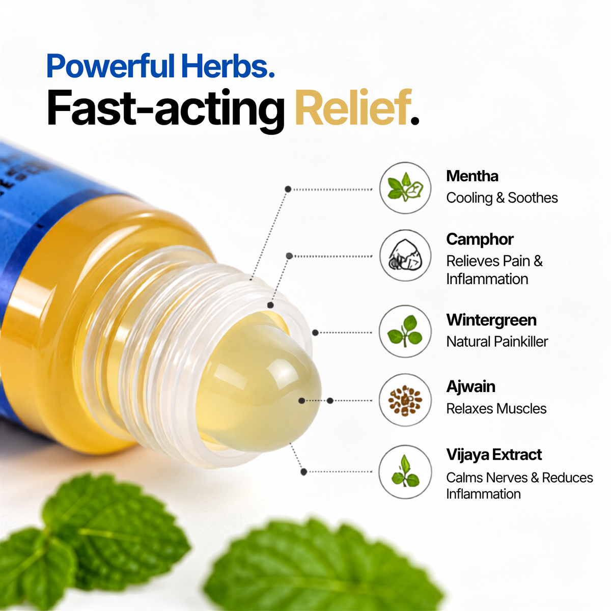 PolyHerbs All-in-One Pain Relief Roll-On 10ml