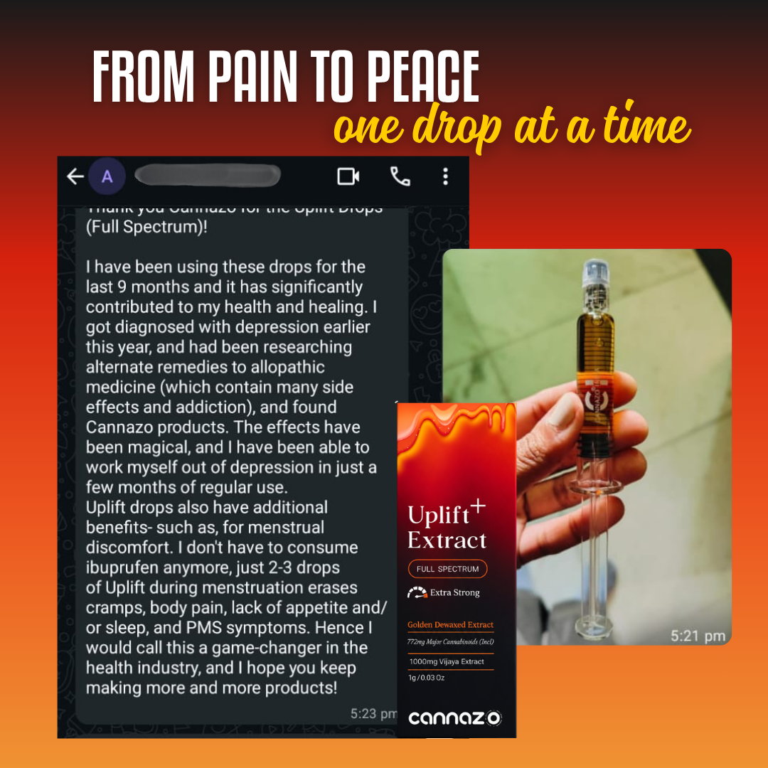 Cannazo India Uplift Plus: Strong Full-Spectrum Extract for Chronic Pain, De-Addiction and Insomnia 4ml