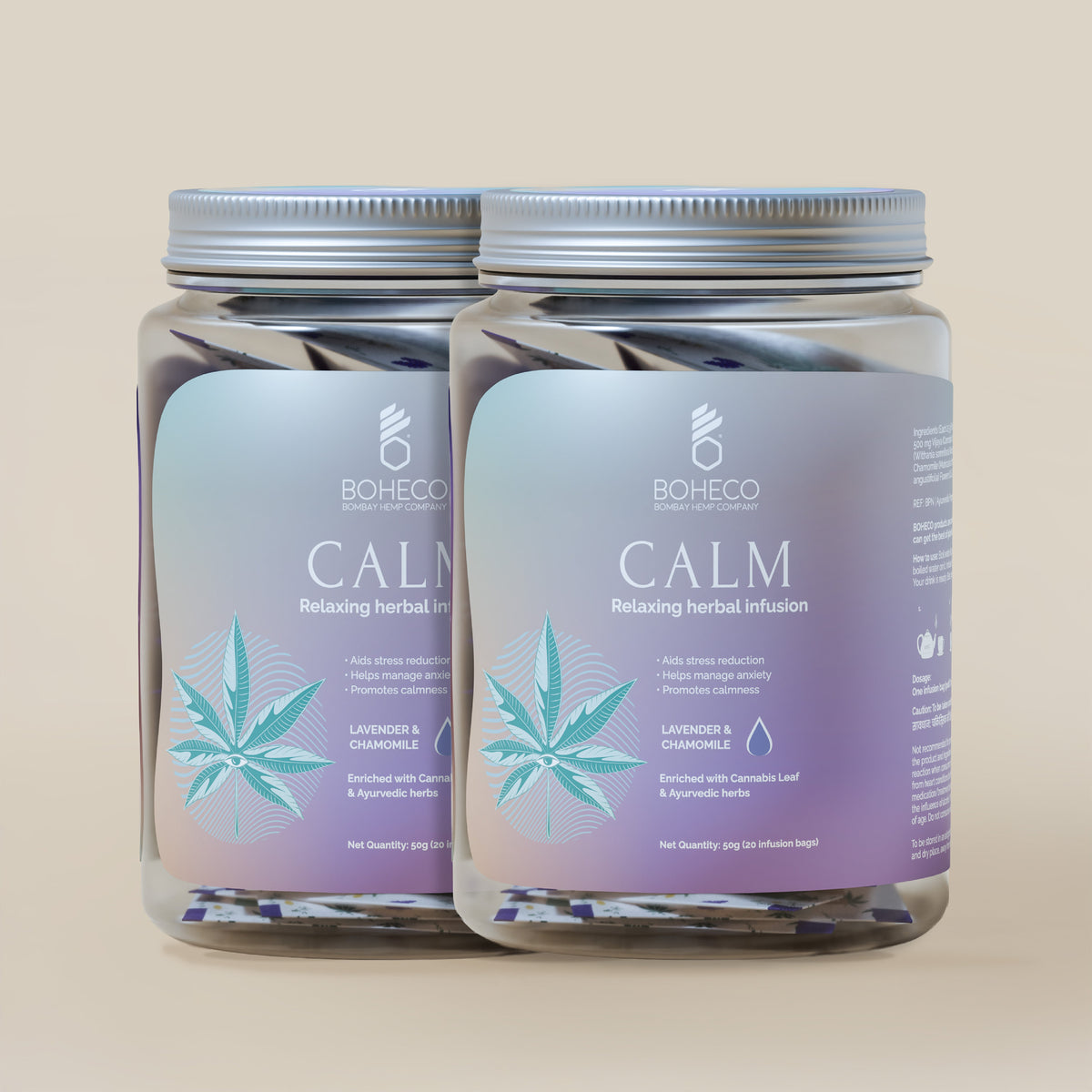 Calm Relaxing Herbal Infusion BAGS 50g - 20 Non-plastic Infusion Bags