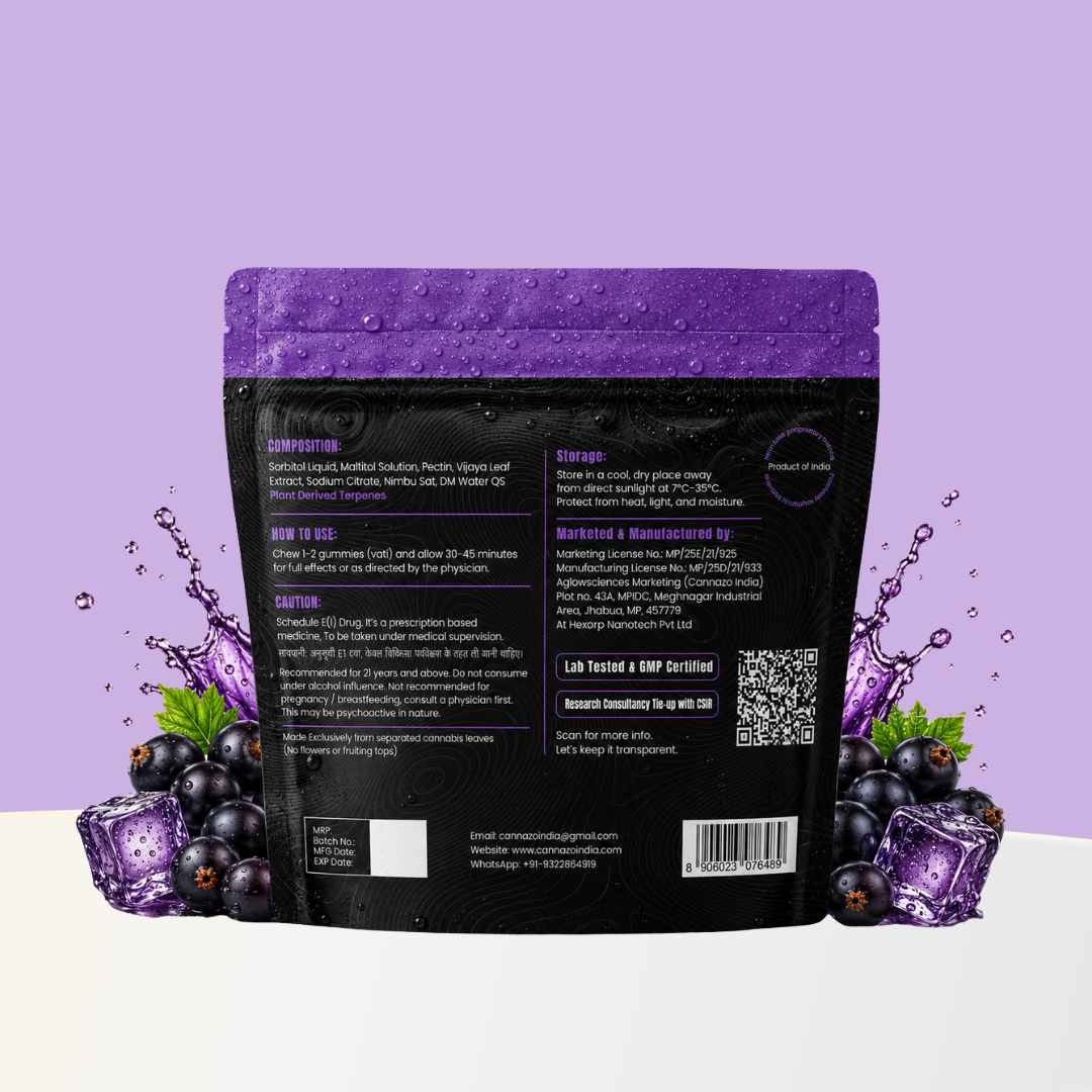 Cannazo India Uplift Gummies (Vatis) – 500mg Blackcurrant | Advanced Support for Chronic Pain & Comfort
