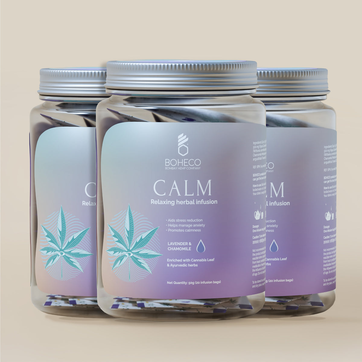 Calm Relaxing Herbal Infusion BAGS 50g - 20 Non-plastic Infusion Bags