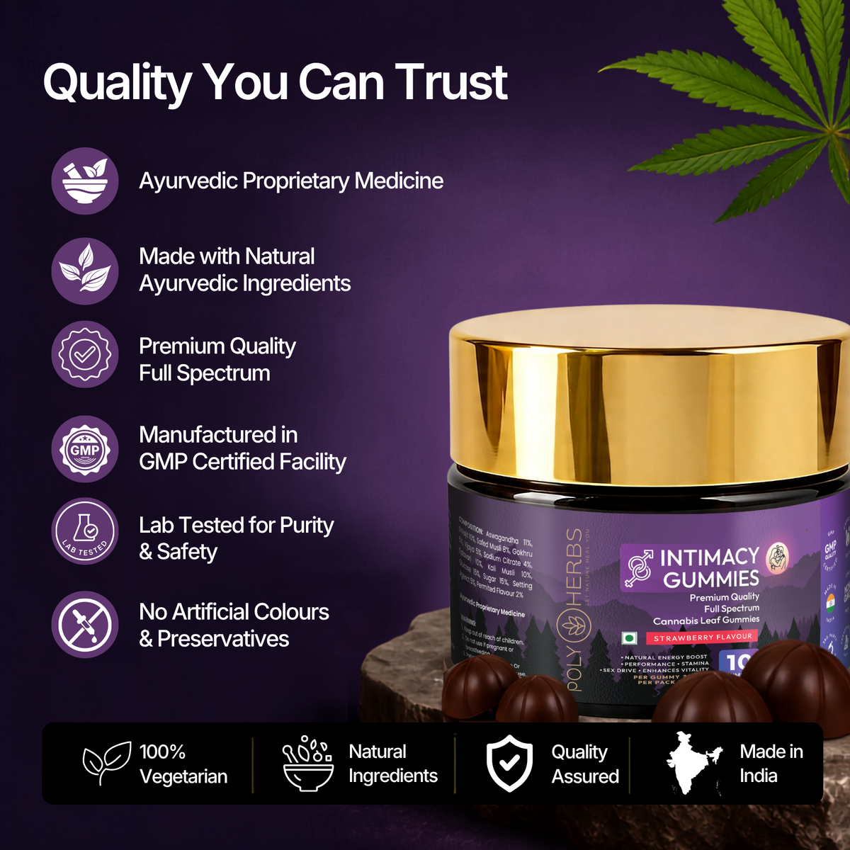 Polyherbs Intimacy CBD THC Gummies 200mg Per Gummy