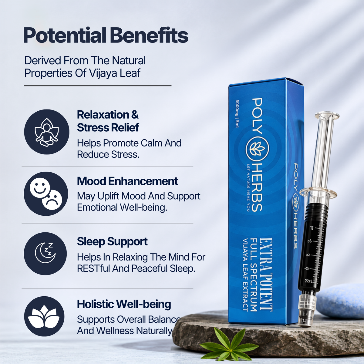 PolyHerbs EXTRA POTENT (RAW) Vijaya Leaf Extract Syringe 5000mg – 5ml