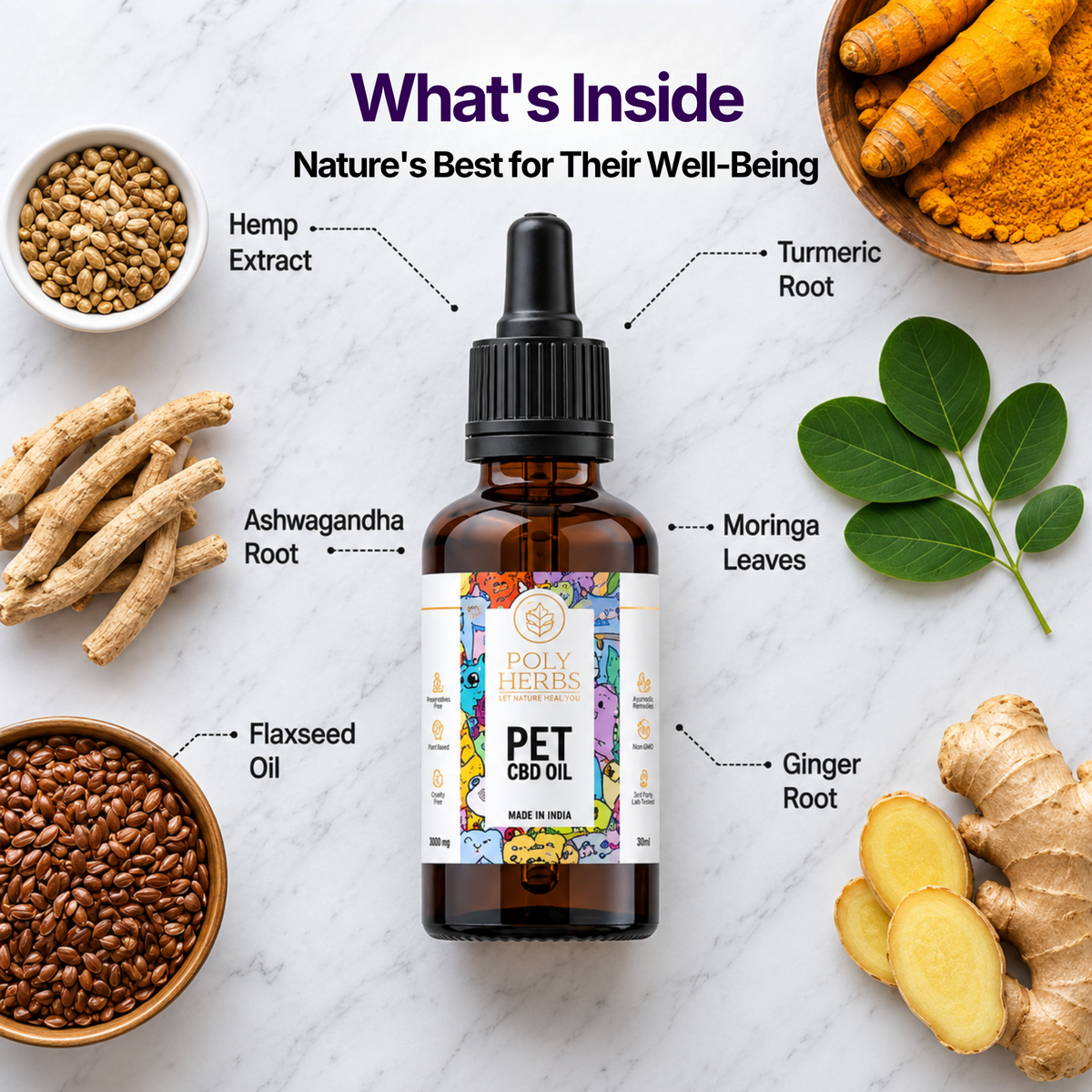 PolyHerbs CBD Oil for Pets 3000mg (THC Free)