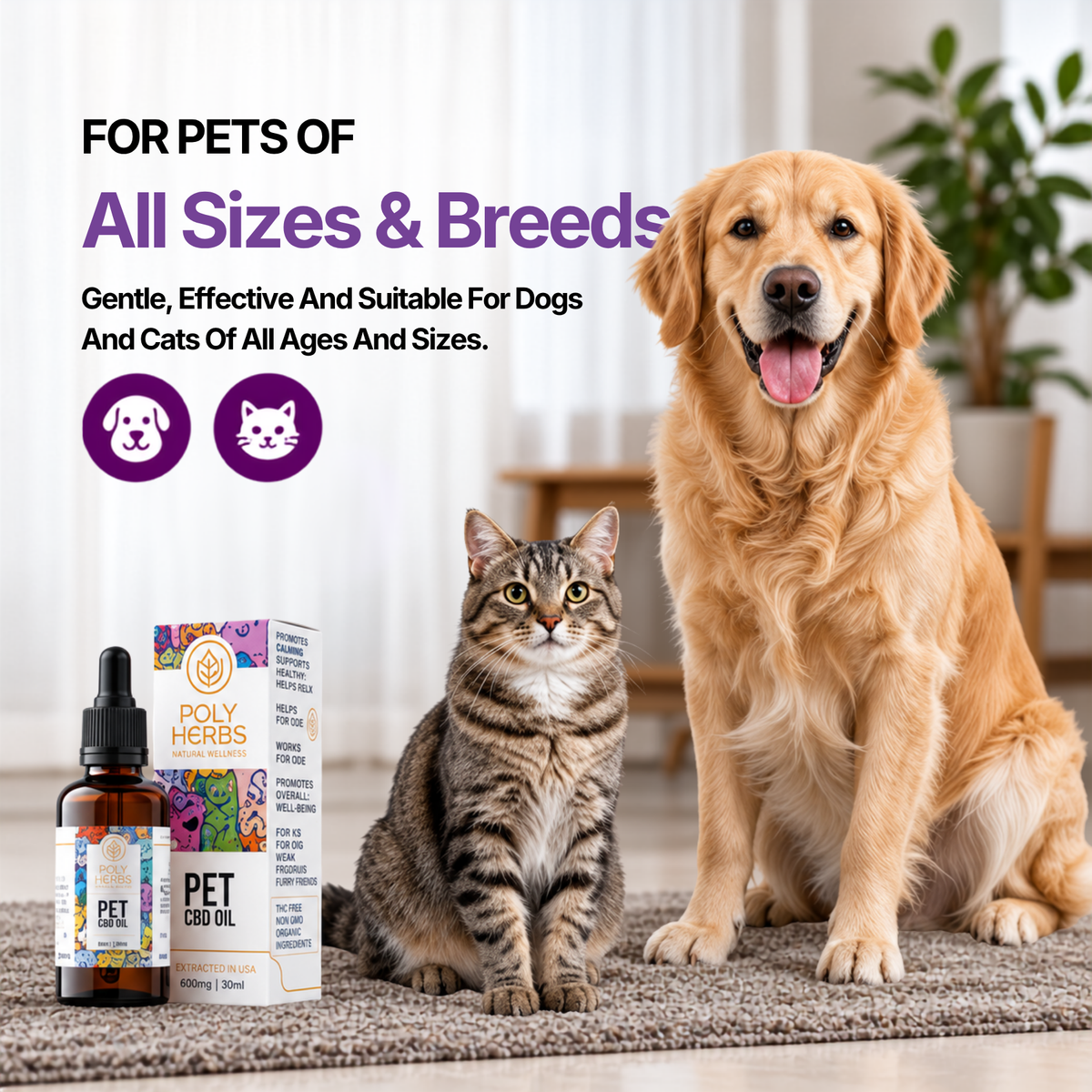 PolyHerbs CBD Oil for Pets 3000mg (THC Free)