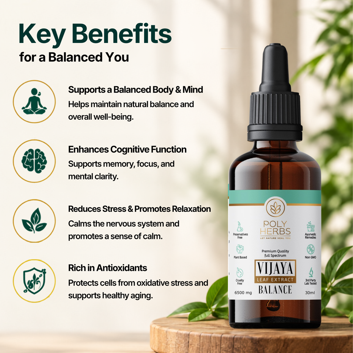PolyHerbs BALANCE Vijaya Leaf Extract 6500mg