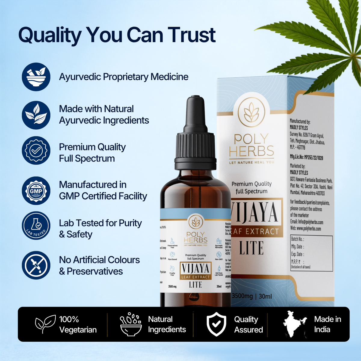 PolyHerbs LITE Premium CBD OIl 3500mg (THC Free)