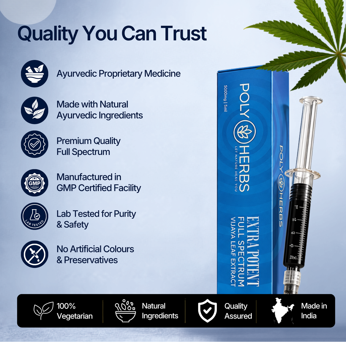 PolyHerbs EXTRA POTENT (RAW) Vijaya Leaf Extract Syringe 5000mg – 5ml