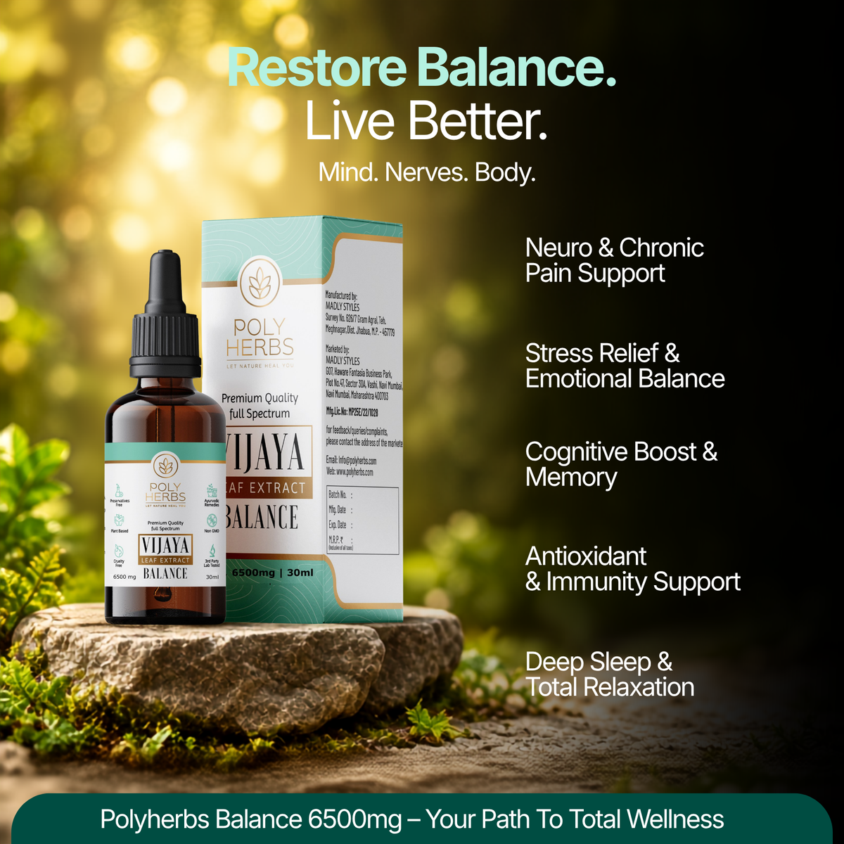 PolyHerbs BALANCE Vijaya Leaf Extract 6500mg