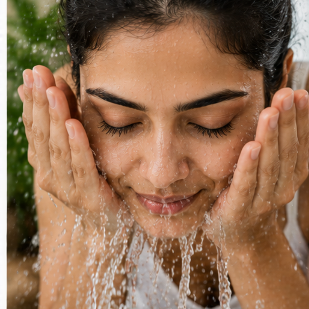 Splash Face With Warm Water