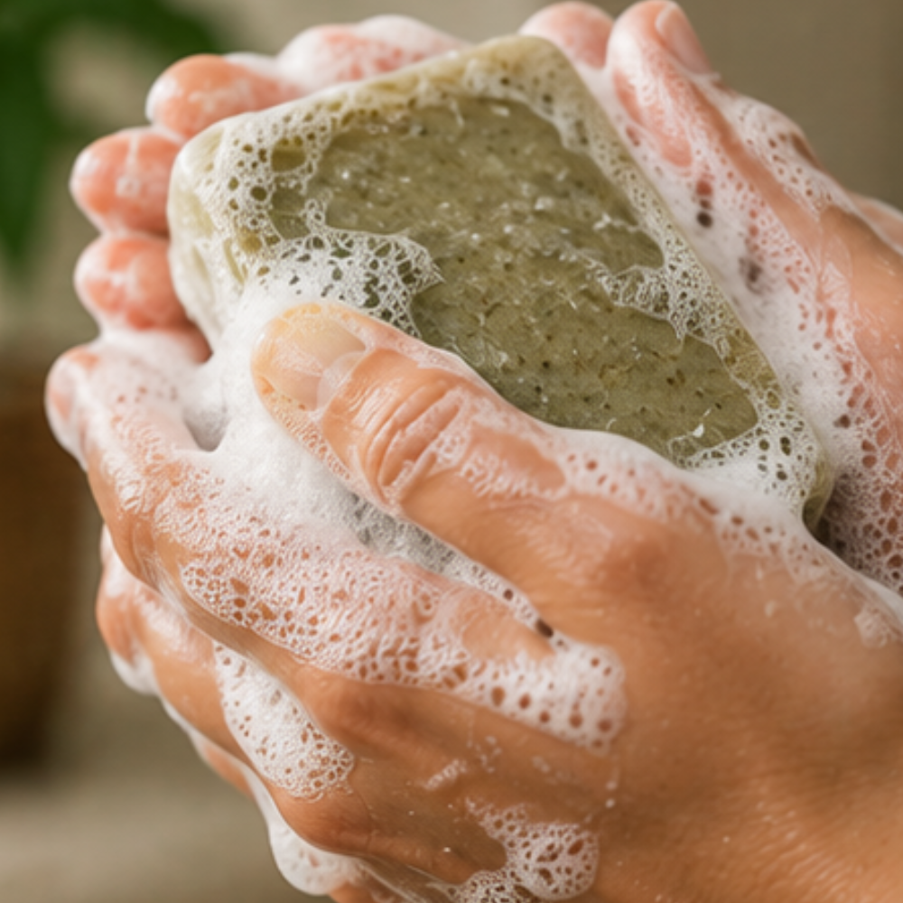 Rub Bar To Create Lather