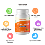 MediZen Curcumin 1010mg with Piperine | 95% Curcuminoids | Inflammation Relief & Immunity Booster | Specialized for Cancer Care | 60 Tablets
