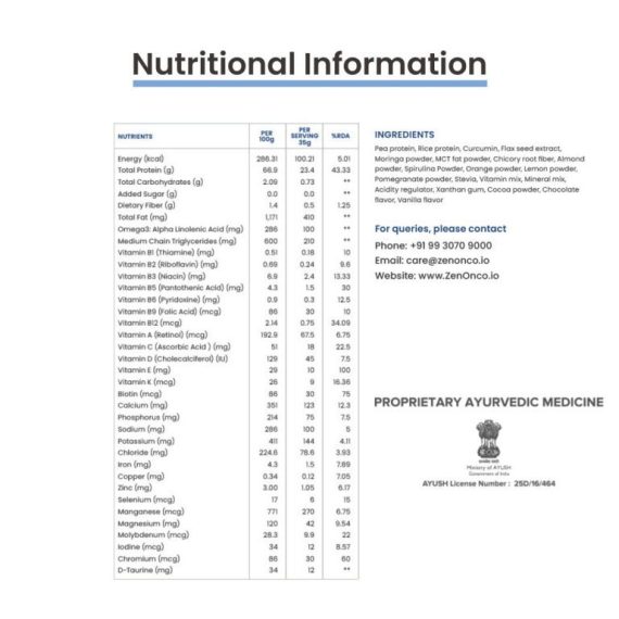 Onco Protein Pro+ | Plant-Based Protein for Cancer Care | 23.4gm Protein Per Scoop | Sugar-Free & Vegan | Manage Weight & Boost Immunity | 500 gm Chocolate Flavour